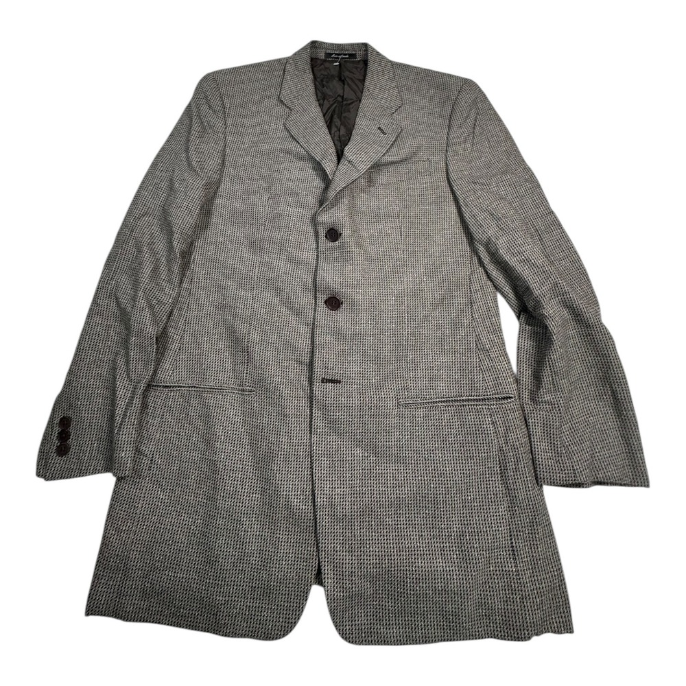 MANI Men's Houndstooth‎ Wool Blend Blazer Jacket 40R Brown Tan